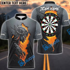 BlueJose Darts Dartboard Fire Valkyrie Cracked Lava Stone Personalized Name, Team Name Unisex Shirt (4 Colors)