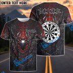 BlueJose Darts Spider Web Dark Customized Name, Team Name 3D Shirt (4 Colors)