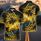 BlueJose Darts Flaming Dartboard Gold Geometric Customized Name, Team Name 3D Shirt (4 Colors)