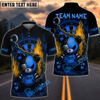 BlueJose Darts Teddy with Chains & Flames Personalized Name, Team Name Shirt (4 Colors)