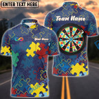 BlueJose Darts Autism Awareness Puzzle Dartboard Personalized Name Shirt