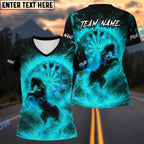 BlueJose Darts Fire Horse Fantasy Multicolor Options Personalized Name Shirt (4 Colors)
