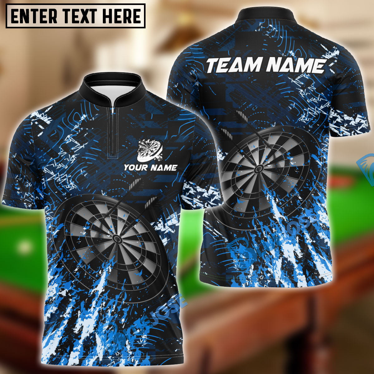 BlueJose Darts Dark Grunge Multicolor Options Personalized Name Shirt (4 Colors)