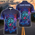 BlueJose Darts Angry Dartboard Neon Style Customized Name, Team Name 3D Shirt (4 Colors)