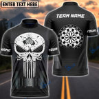 BlueJose Darts Punisher Skull Cracked Design Personalized Name Shirt