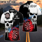BlueJose Darts Dead Aim Skull Multicolor Options Personalized Name Shirt (4 Colors)