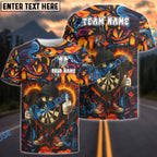 BlueJose Darts Flaming Dartboard Attitude Graffiti Pattern Personalized Shirt (4 Colors)