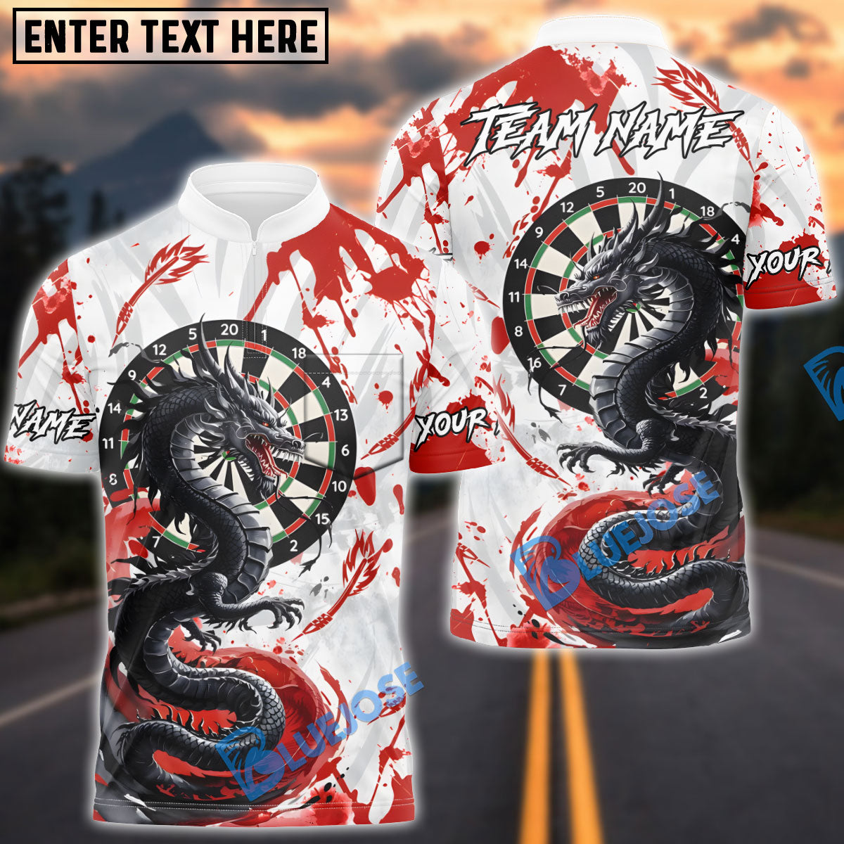 BlueJose Darts Storm Dragon Dartboard Multicolor Options Personalized Name Shirt (4 Colors)