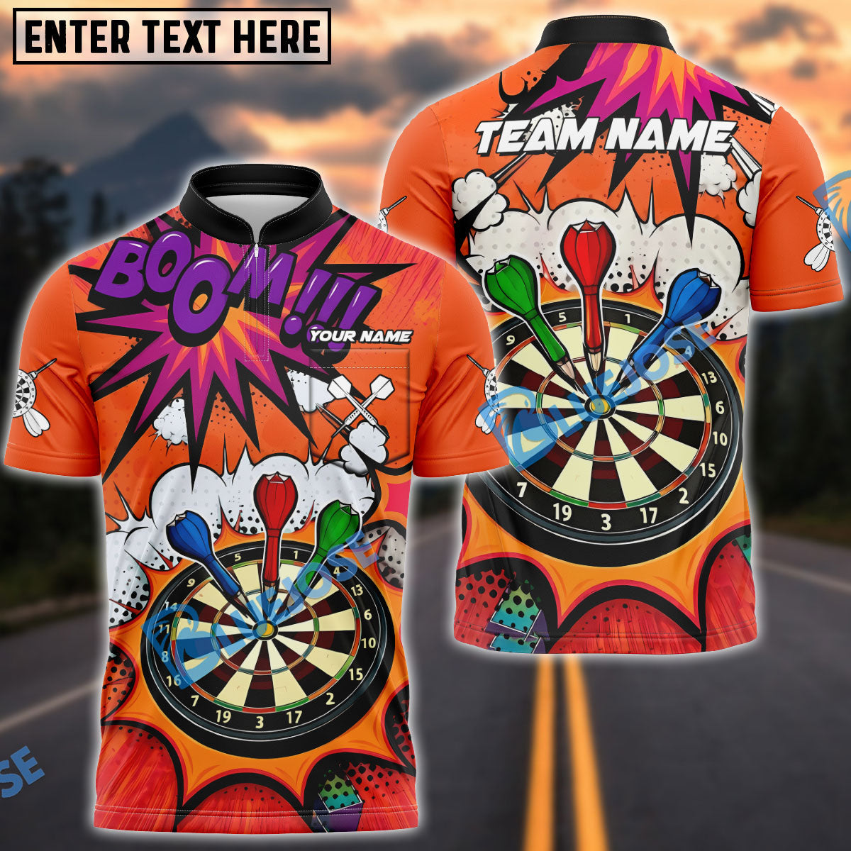 BlueJose Darts Bullseye Target Classic Design Multicolor Options Personalized Name Shirt (4 Colors)