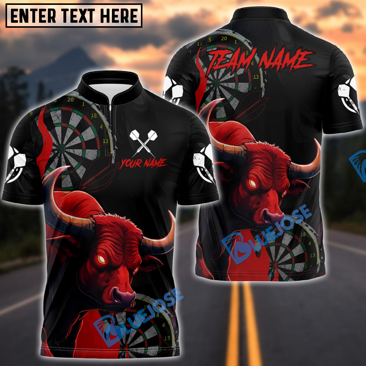 BlueJose Darts Bull Fury Personalized Name, Team Name Shirt (4 Colors)