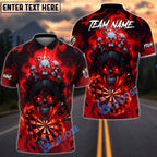 BlueJose Darts Burning Skull Gothic Fire Elements Personalized Name, Team Name Unisex Shirt (4 Colors)
