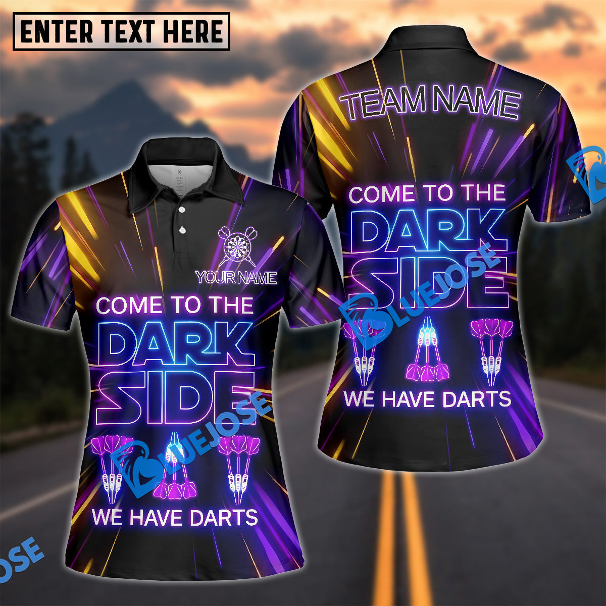 BlueJose Darts Neon Quote Come To The Dark Side We Have Darts Personalized Name Shirt