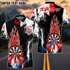 BlueJose Darts Abstract Flame Multicolor Options Personalized Name Shirt (4 Colors)