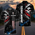 BlueJose Darts Grim Skull with American Flag Personalized Name Shirt