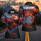 BlueJose Darts American Flag Fire Dartboard Personalized Name Shirt