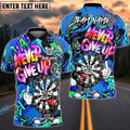 BlueJose Darts Dartboard Graffiti Never Give Up Style Personalized Name, Team Name Shirt (4 Colors)