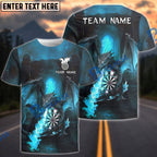 BlueJose Darts Fire Dragon Dartboard Personalized Name, Team Name Shirt (4 Colors)