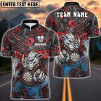 BlueJose Darts Rhino Angry Skull Design Customized Name, Team Name 3D Shirt (4 Colors)