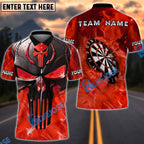 BlueJose Darts Skull Punisher Flame Customized Name, Team Name 3D Shirt (4 Colors)