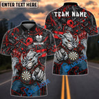 BlueJose Darts Rhino Angry Skull Design Customized Name, Team Name 3D Shirt (4 Colors)