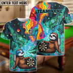 BlueJose Darts Funny Cute Sloths Design Personalized Name, Team Name Unisex Shirt (4 Colors)