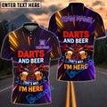 BlueJose Darts Neon Funny Quote Darts And Beer That‚Äôs Why I‚Äôm Here Personalized Name Shirt