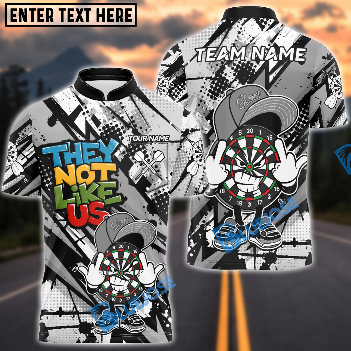 BlueJose Darts Dartboard Urban Graffiti Character They Not Like Us Multicolor Options Personalized Name Shirt (6 Colors)