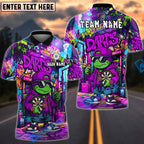 BlueJose Darts Cool Hip-Hop Turtle With Dartboard Design Personalized Name, Team Name Unisex Shirt (4 Colors)