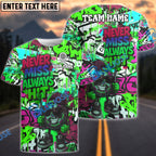 BlueJose Darts ‚ÄúNever Miss, Always Hit‚Äù Dartboard Street Personalized Name, Team Name Shirt (4 Colors)