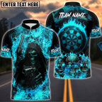 BlueJose Darts Flaming Skull Reaper And Gun Personalized Name, Team Name Unisex Shirt (4 Colors)
