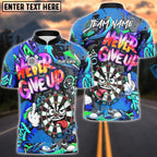 BlueJose Darts Dartboard Graffiti Never Give Up Style Personalized Name, Team Name Shirt (4 Colors)