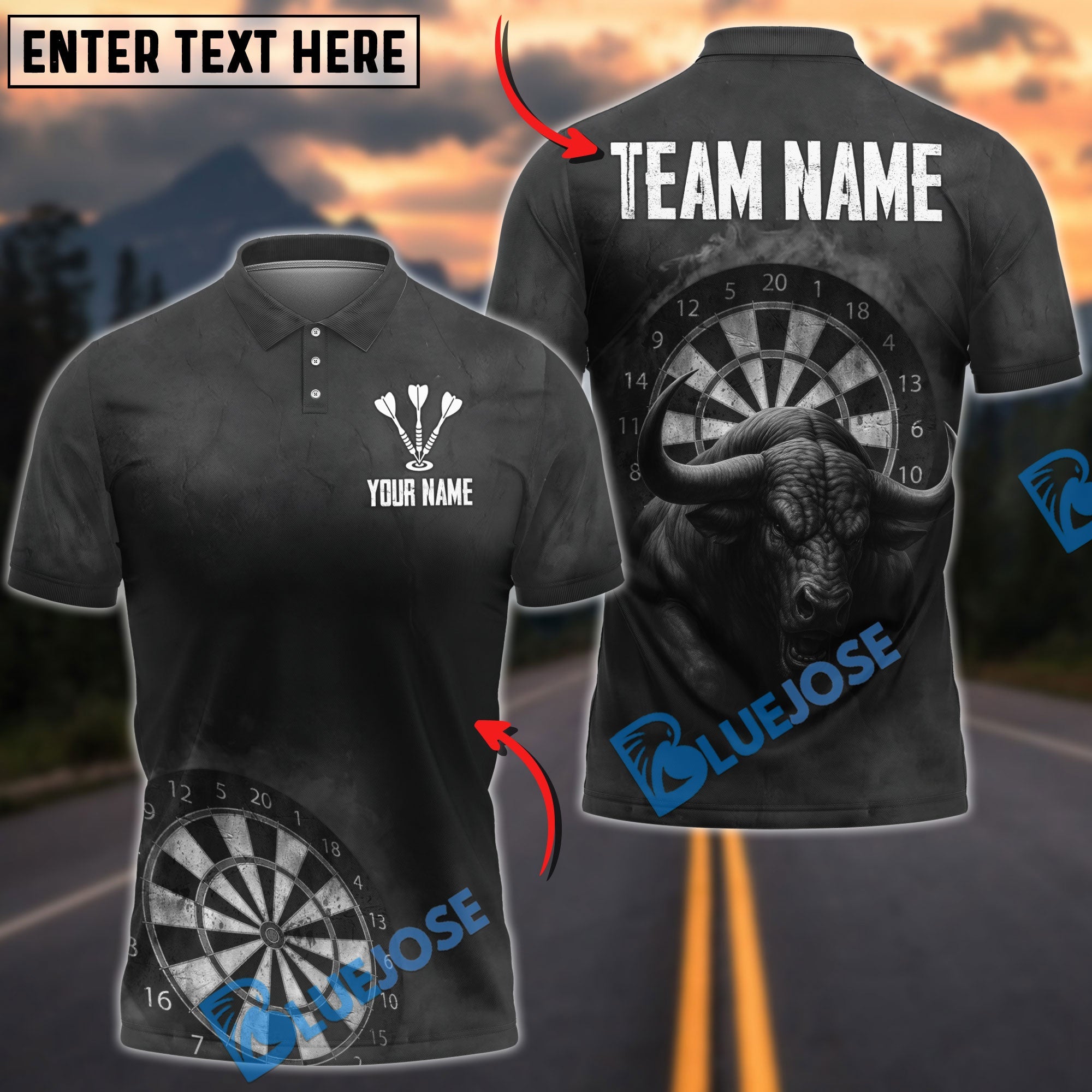 BlueJose Darts Bullseye Fury Personalized Name, Team Name Shirt
