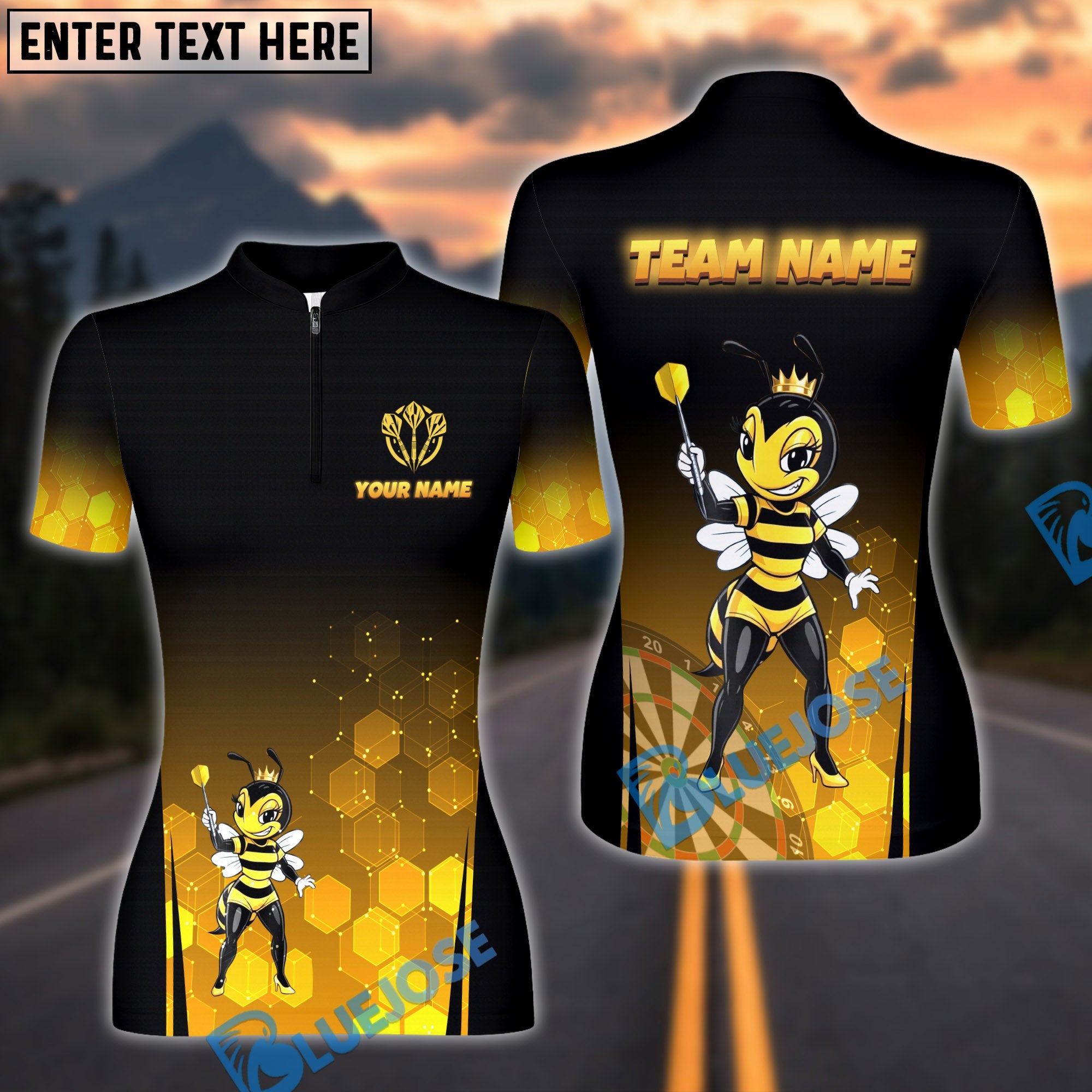 BlueJose Darts Bee Queen Personalized Name Shirt