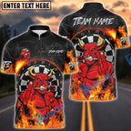 BlueJose Darts Red Bull Fire Personalized Name, Team Name Unisex Shirt (4 Colors)
