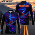 BlueJose Darts Eagle Neon Glow Personalized Name Long Sleeve Polo Shirt (4 Colors)