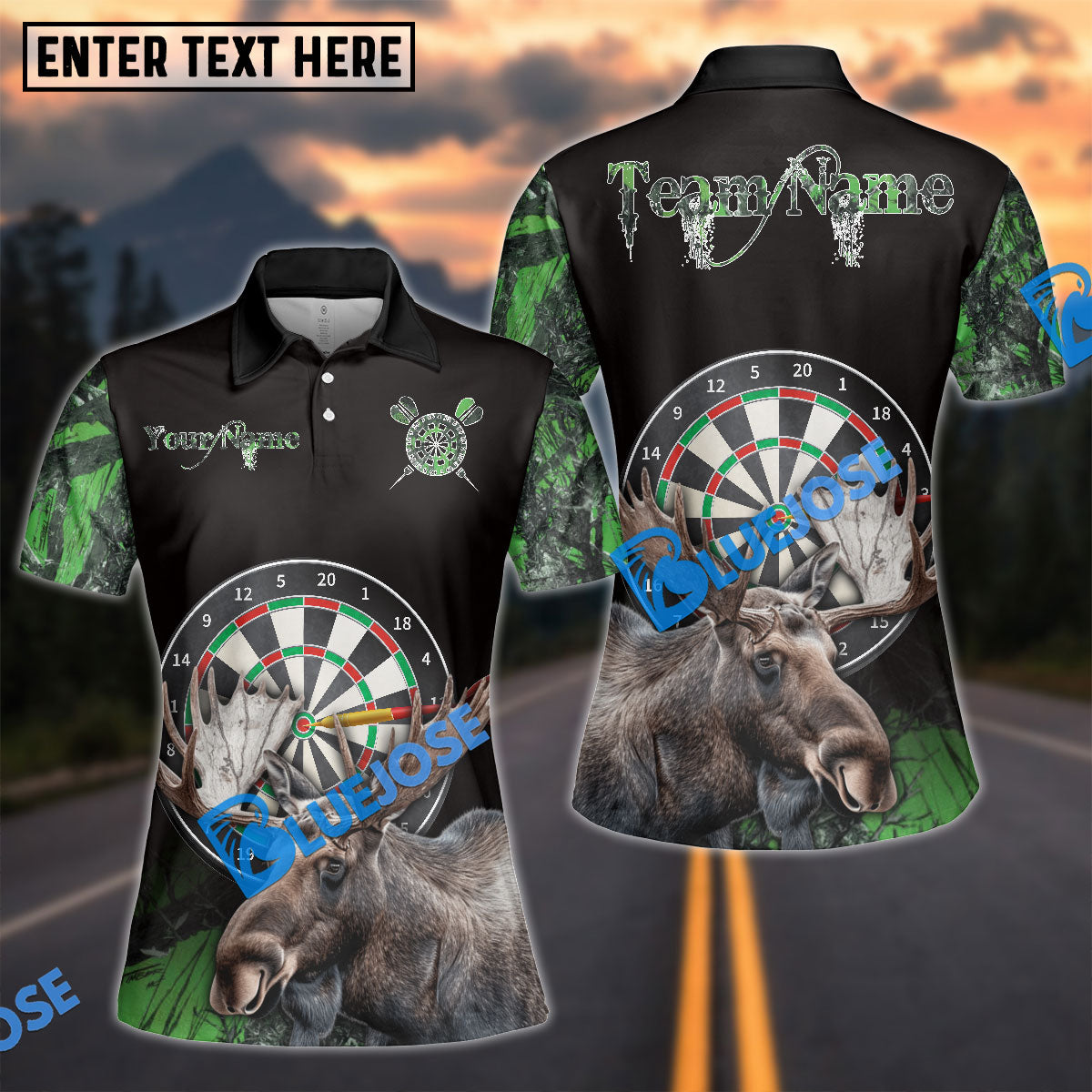 BlueJose Darts Moose Hunting Camo Multicolor Options Personalized Name Shirt For Women (4 Colors)