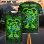 BlueJose Darts Neon Dartboard Champion Personalized Name, Team Name Shirt (4 Colors)