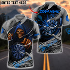 BlueJose Darts Grim Reaper Skull Dartboard Customized Name, Team Name 3D Shirt (4 Colors)
