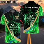 BlueJose Darts Inferno Dartboard Shirt Firestorm Lightning Slash Multicolor Options Personalized Name Shirt (4 Colors)