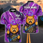 BlueJose Darts Cat Neon Angry Cat Customized Name, Team Name 3D Shirt (4 Colors)