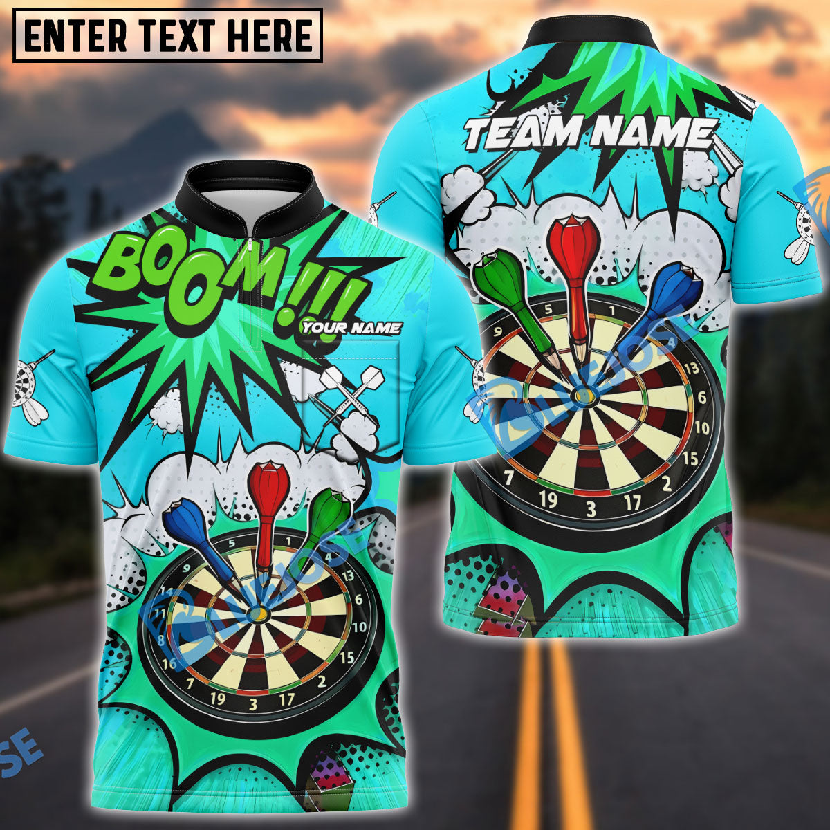 BlueJose Darts Bullseye Target Classic Design Multicolor Options Personalized Name Shirt (4 Colors)