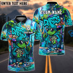 BlueJose Darts Cool Hip-Hop Turtle With Dartboard Design Personalized Name, Team Name Unisex Shirt (4 Colors)