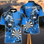 BlueJose Darts Flame Lion Personalized Name, Team Name Pocket Shirt (4 Colors)
