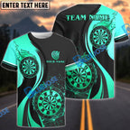 BlueJose Darts Gold Flame Water Dartboard Personalized Name, Team Name Unisex Shirt (6 Colors)