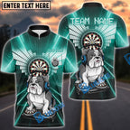 BlueJose Darts DJ Bulldog Multicolor Options Personalized Name Shirt (4 Colors)