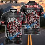 BlueJose Darts I Suck At Darts Neon Quote Design Personalized Name Shirt