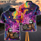 BlueJose Darts Funny Cute Sloths Design Personalized Name, Team Name Unisex Shirt (4 Colors)