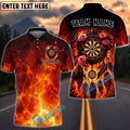 BlueJose Darts Fiery Dreamcatcher Rose Flame Art Dartboard Target Personalized Name, Team Name Unisex Shirt (4 Colors)