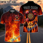 BlueJose Darts Fiery Dreamcatcher Rose Flame Art Dartboard Target Personalized Name, Team Name Unisex Shirt (4 Colors)