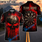 BlueJose Darts Punisher Skull Blood Dartboard Personalized Name, Team Name Unisex Shirt (4 Colors)